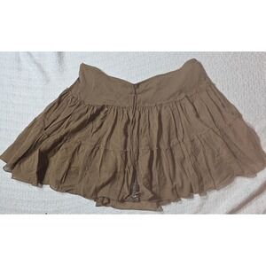 Express Mini Skirt Womens Medium Brown Excellent Silk Blend Tiered Boho 42564